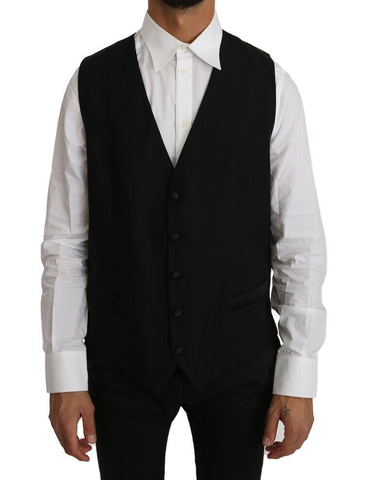 Dolce & Gabbana Elegant Black Formal Wool Blend Vest
