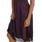 Dolce & Gabbana Purple Silk Stretch Black Lace A-Line Dress