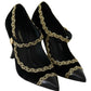 Dolce & Gabbana Elegant Gold-Embroidered Black Velvet Pumps