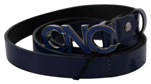 Costume National Sleek Dark Blue Leather Fashion Belt