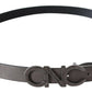 Costume National Belt Mettalic Gray Leather Logo Belt