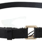 GF Ferre Elegant Black Leather Fashion Belt with Gold-Tone Buckle