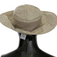 Dolce & Gabbana Beige 100% Lamb Leather Wide Brim Panama Hat