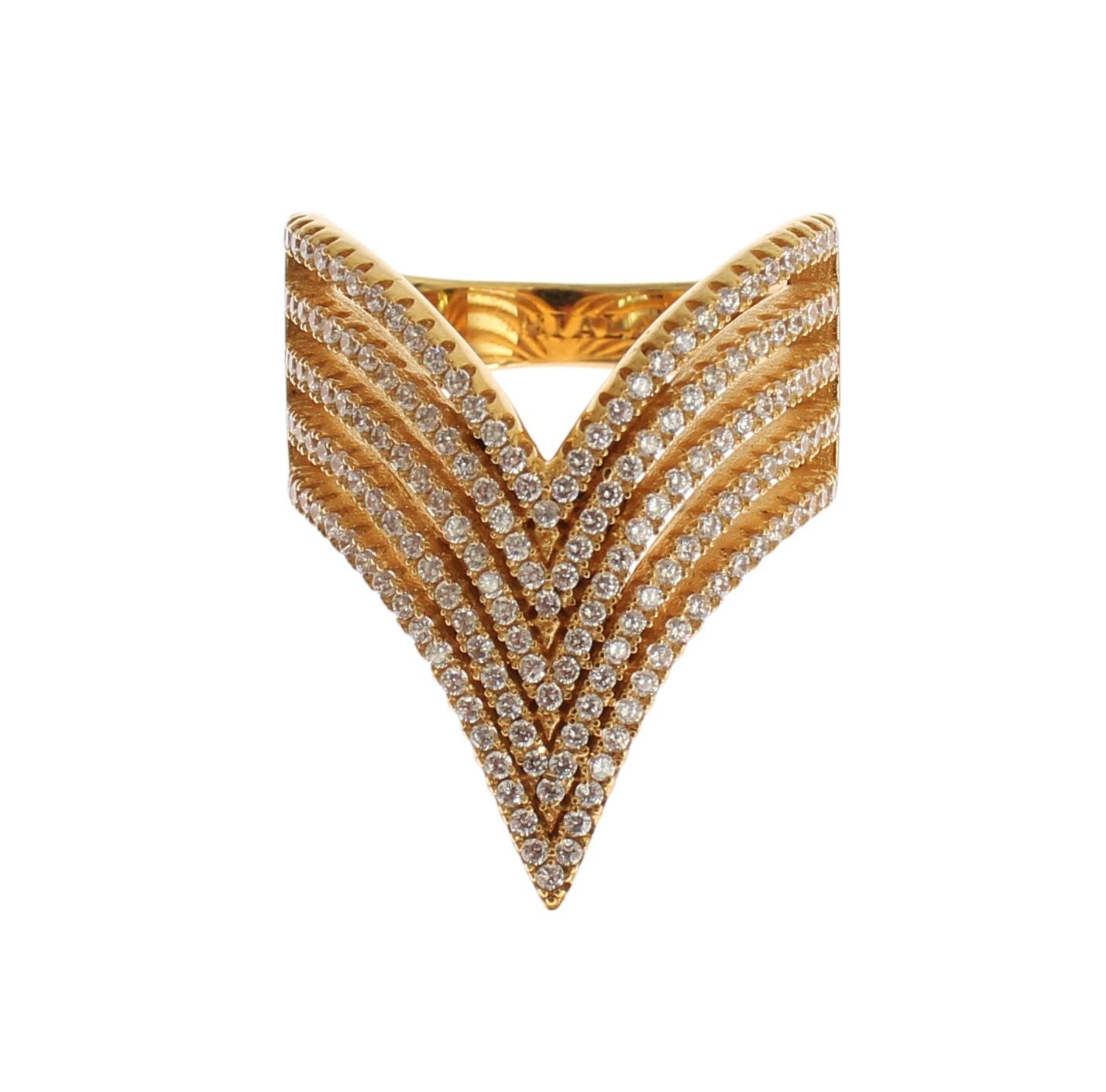 Nialaya Glamorous Gold Plated Crystal Ring