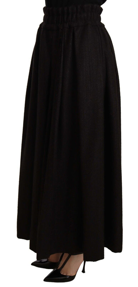 Dolce & Gabbana Elegant High Waist Maxi A-line Wool Skirt