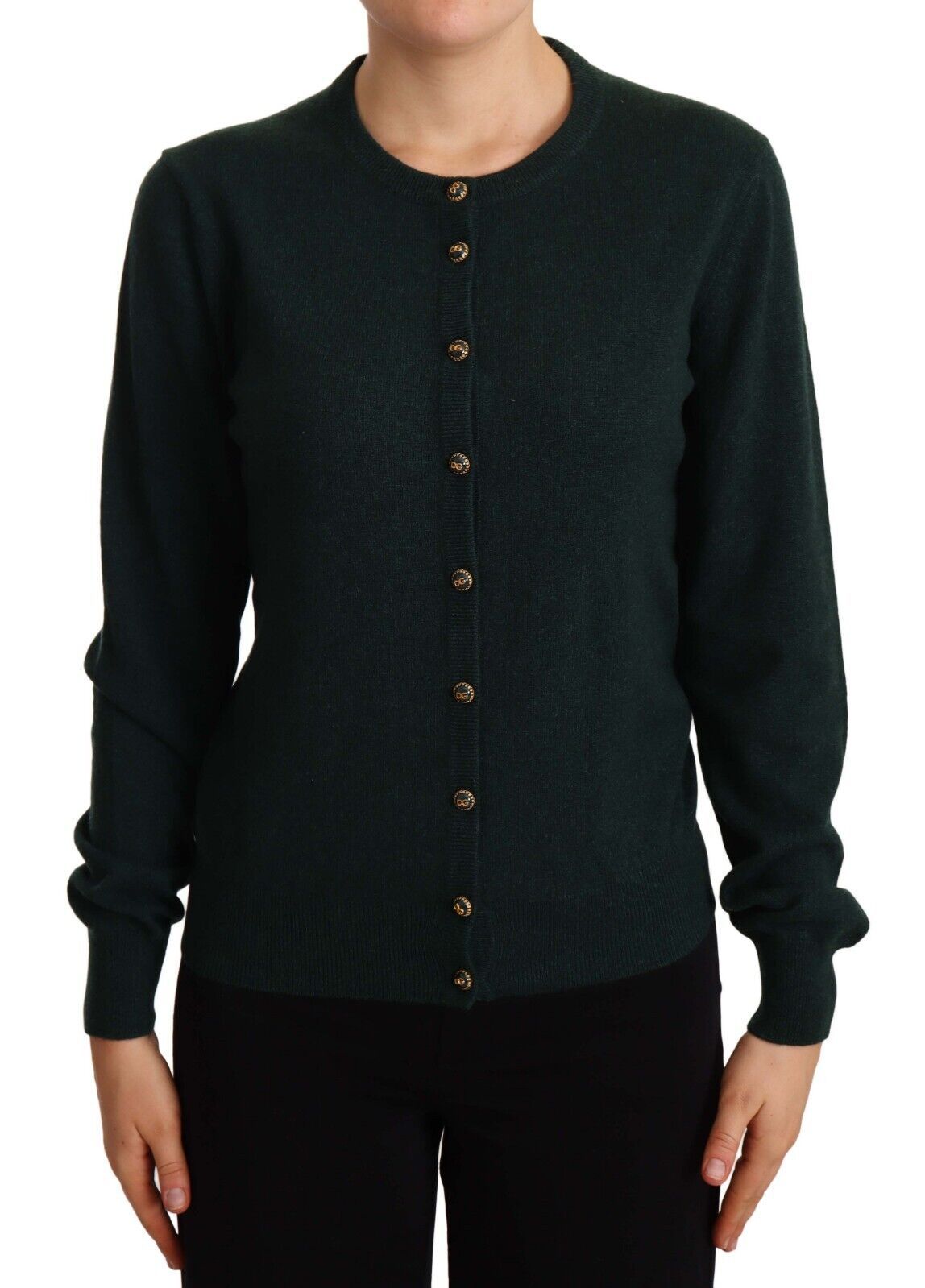Dolce & Gabbana Green Cashmere DG Buttons Cardigan Sweater