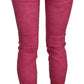 Dolce & Gabbana Pink Velvet Mid Waist Skinny Trouser Pants