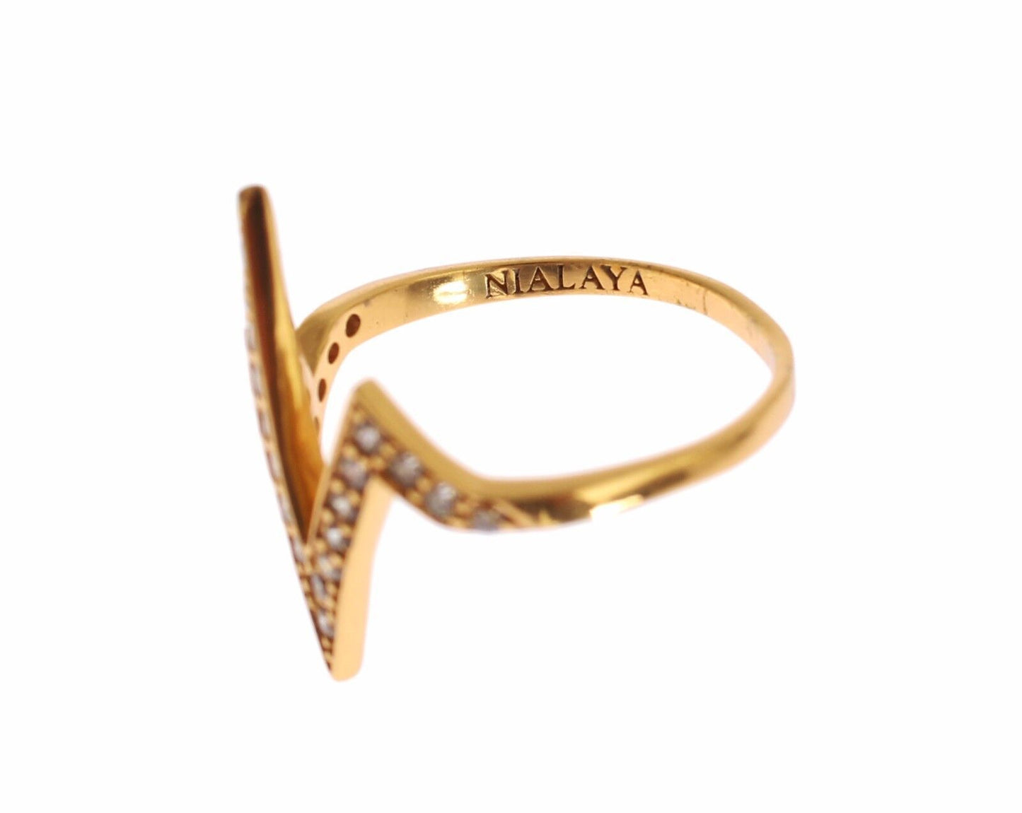 Nialaya Glamorous Gold Plated Sterling Silver Ring