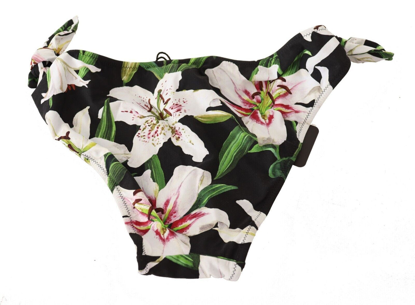 Dolce & Gabbana Bikini Bottom Black Lily Print Swimsuit Swimwear
