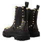 Dolce & Gabbana Black Leather Studded Combat Boots