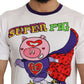 Dolce & Gabbana White Cotton Top Super Power Pig T-shirt