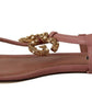Dolce & Gabbana Pink DG Amore Logo Leather Sandals Shoes