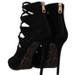 Dolce & Gabbana Black Suede Ankle Strap Sandals Boots Shoes