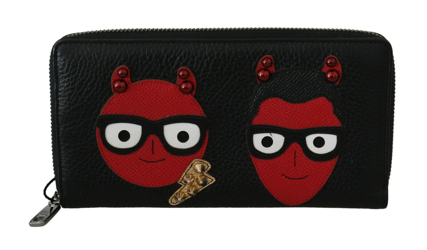 Dolce & Gabbana Chic Black and Red Leather Continental Wallet