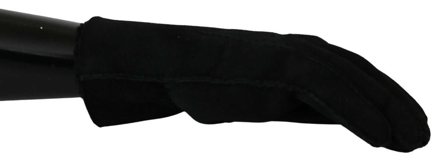 Dolce & Gabbana Elegant Black Leather Biker Gloves