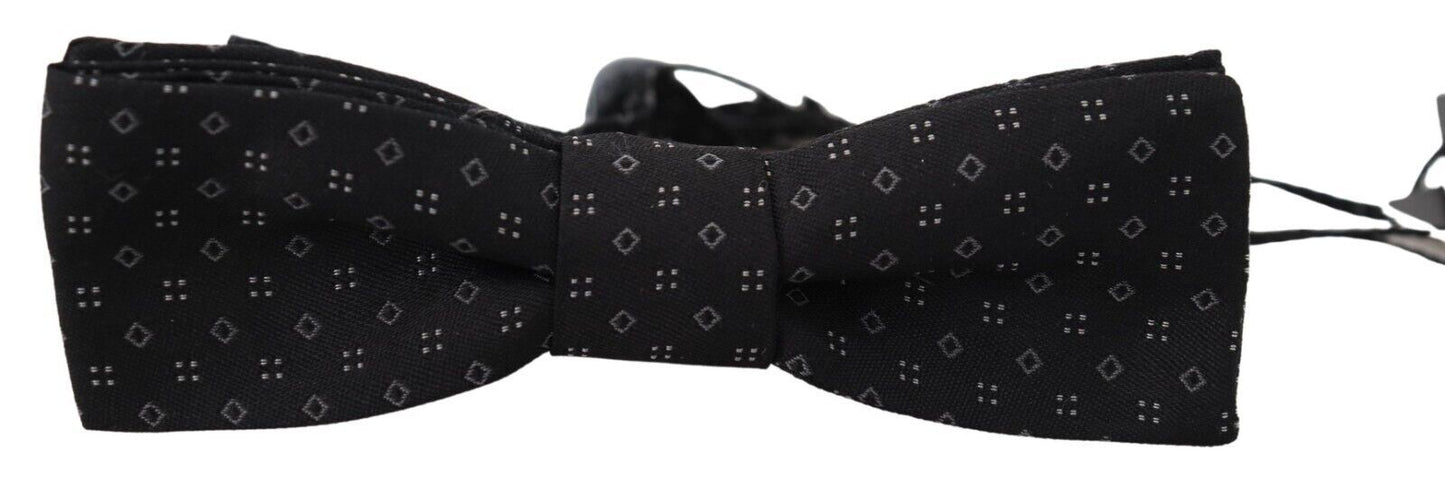 Dolce & Gabbana Exclusive Silk Patterned Black Bow Tie