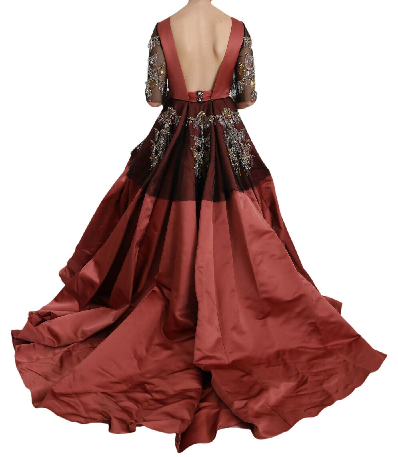 Dolce & Gabbana Crystal Chandelier Silk Princess Gown Dress