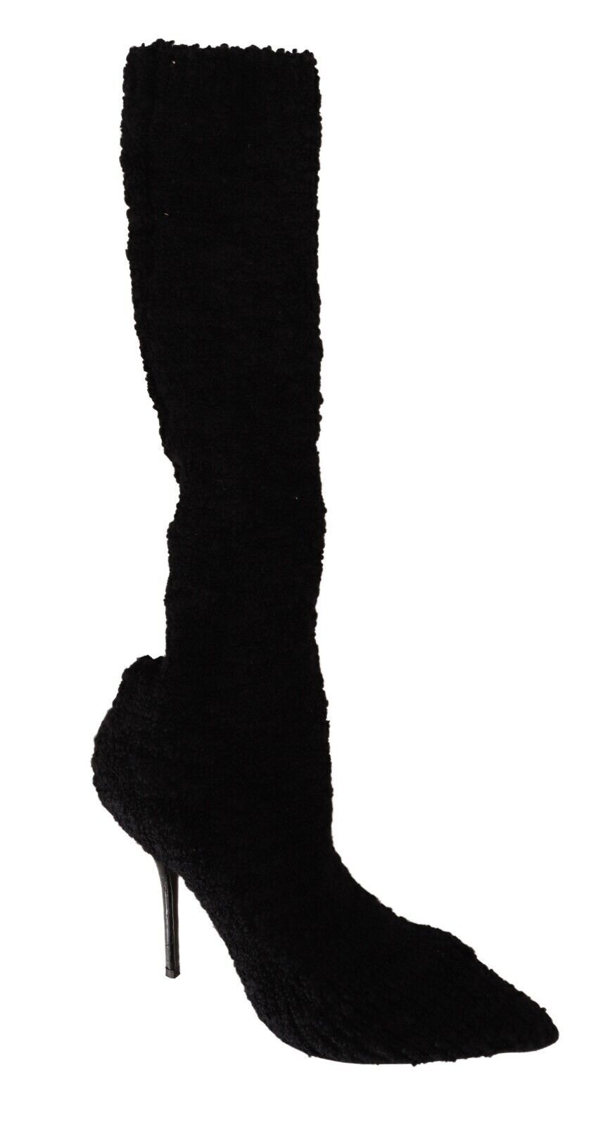 Dolce & Gabbana Black Stretch Socks Knee High Booties Shoes