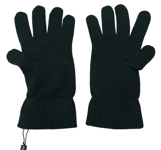 Dolce & Gabbana Elegant Cashmere Wrist Length Gloves in Dark Green