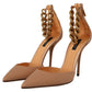 Dolce & Gabbana Beige Ankle Chain Strap High Heels Pumps Shoes