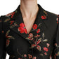Dolce & Gabbana Black Floral Embroidered Jacket Coat