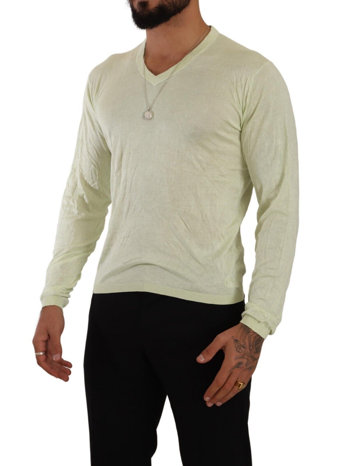 Domenico Tagliente Elegant Silk V-Neck Pullover Sweater