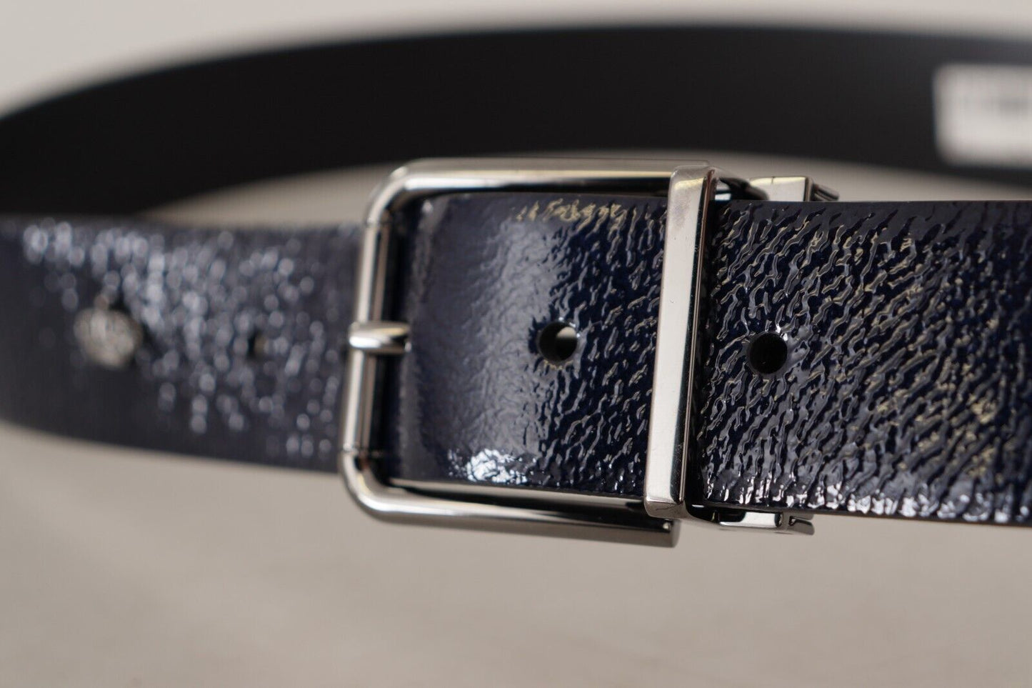 Dolce & Gabbana Elegant Blue Leather Belt with Silver Buckle