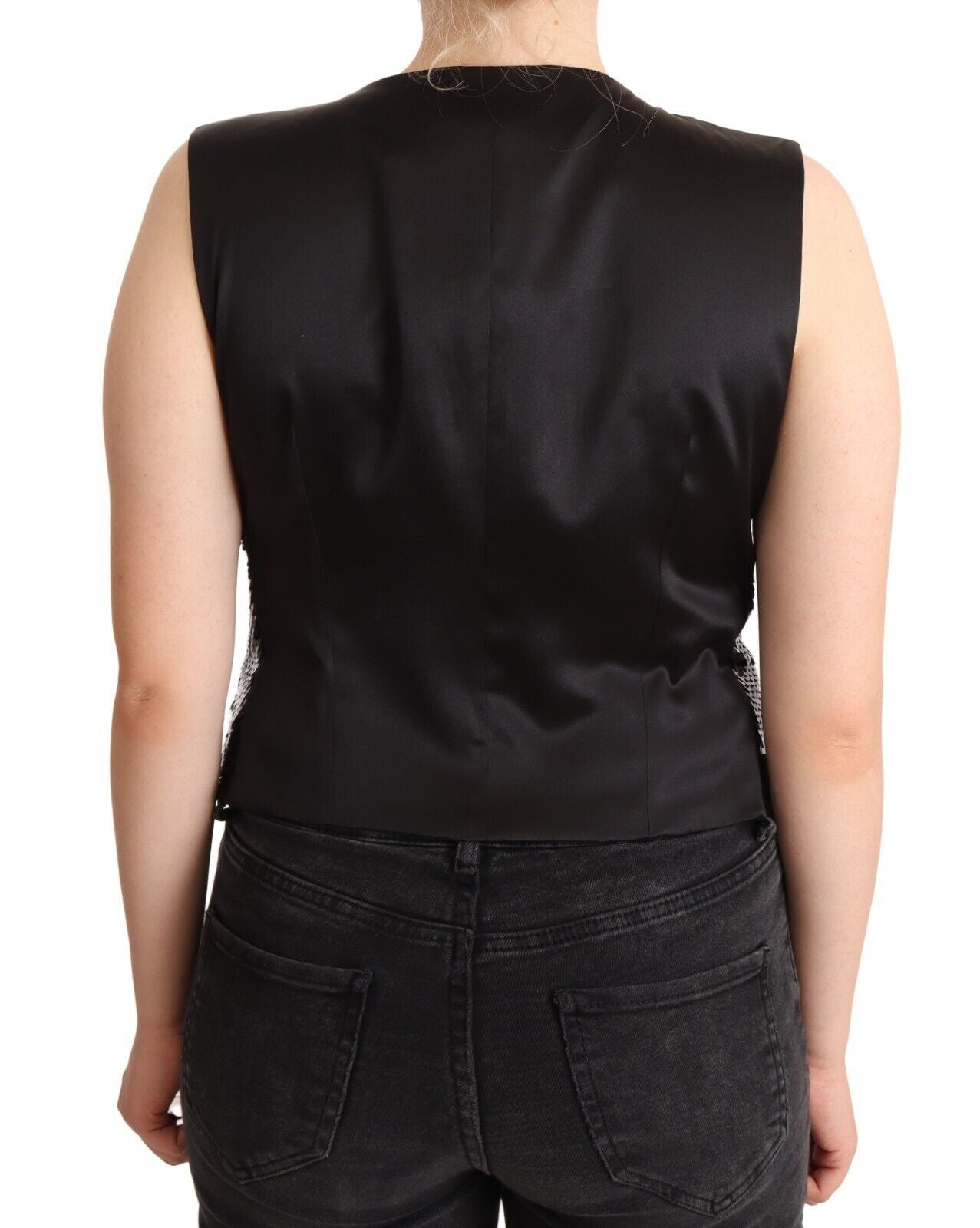 Dolce & Gabbana Black Sequin V-Neck Sleeveless Vest Tank Top