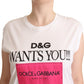 Dolce & Gabbana White Logo Print Cotton Sleeveless Tank T-Shirt