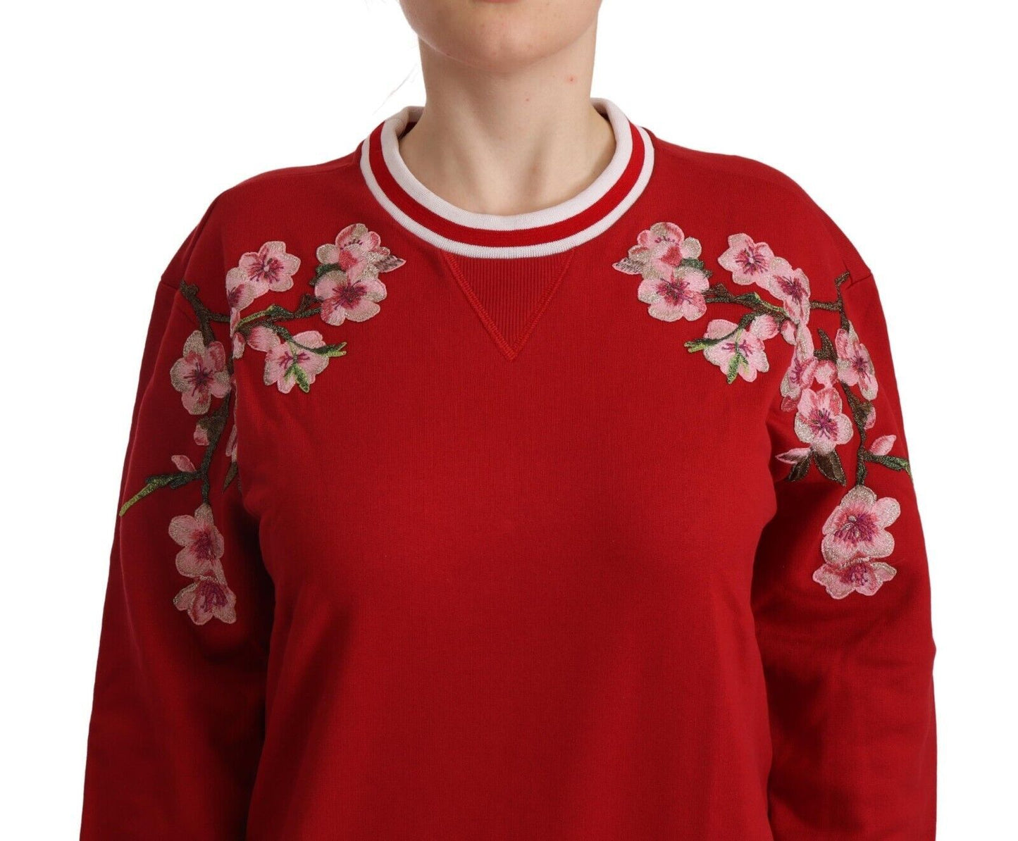 Dolce & Gabbana Red Cotton Crewneck #DGlove Pullover Sweater