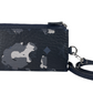 MCM Portuna Visetos Black Floral Camo Leather Card Case Necklace Lanyard Wallet