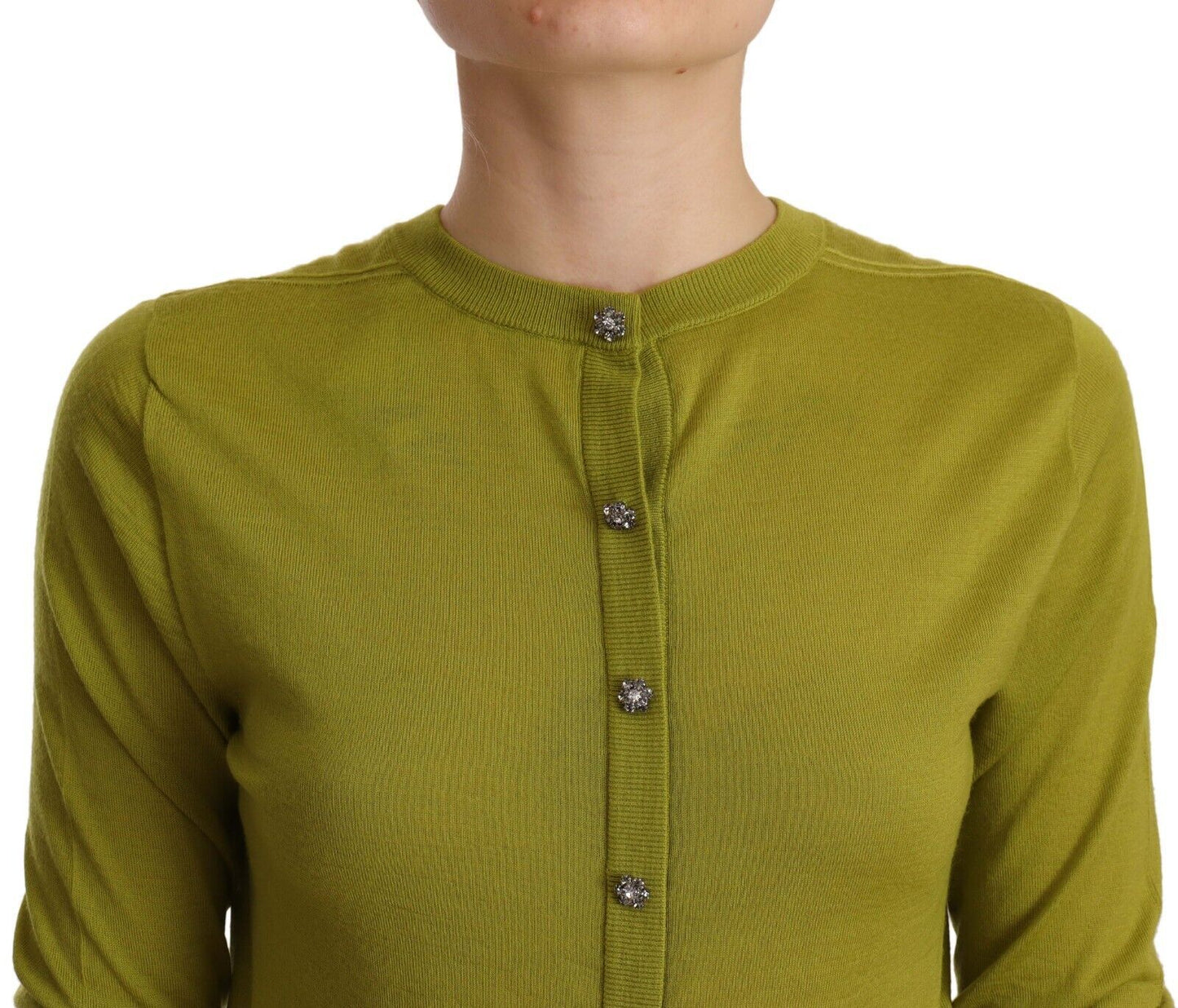 Dolce & Gabbana Apple Green Cashmere Buttons Cardigan Sweater