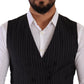 Dolce & Gabbana Gray Striped Double Breasted Waistcoat Vest