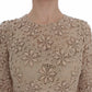 Dolce & Gabbana Beige Floral Lace Sheath Maxi Dress