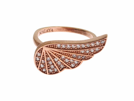 Nialaya Elegant Pink Gold CZ Crystal Ring