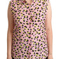 Love Moschino Pink Leopard Print Sleeveless Collared Polo Top