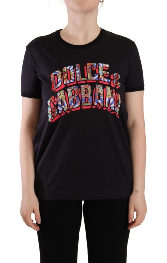 Dolce & Gabbana Chic Black Crew Neck Logo Tee