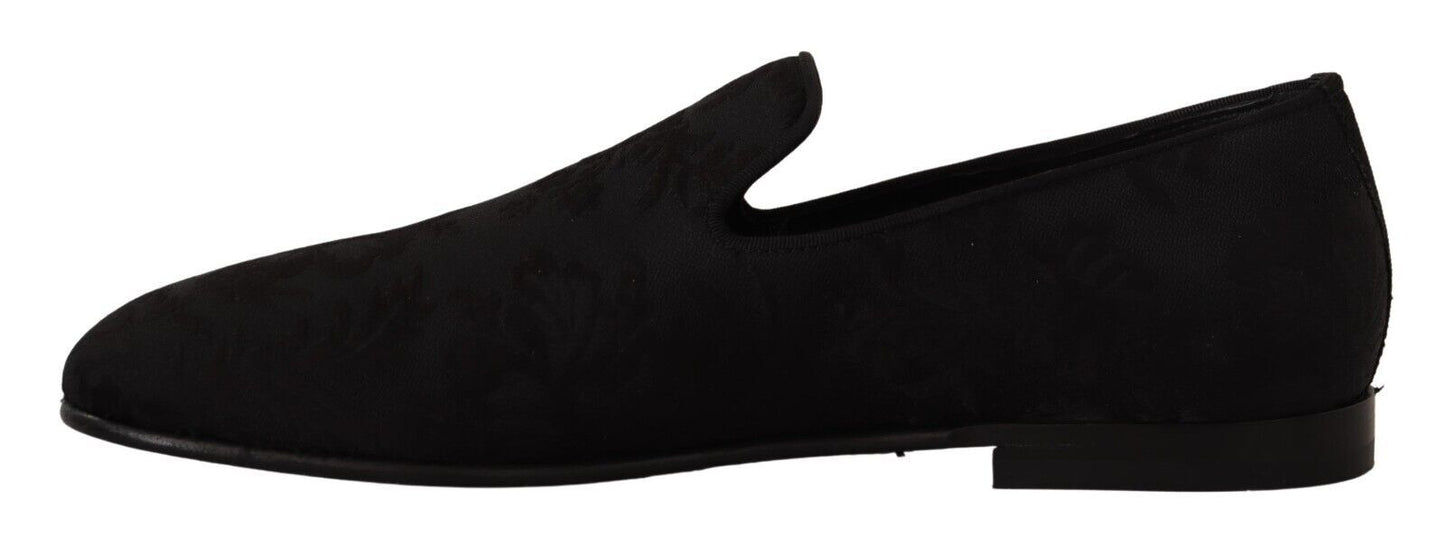 Dolce & Gabbana Elegant Jacquard Slide On Loafers Flats