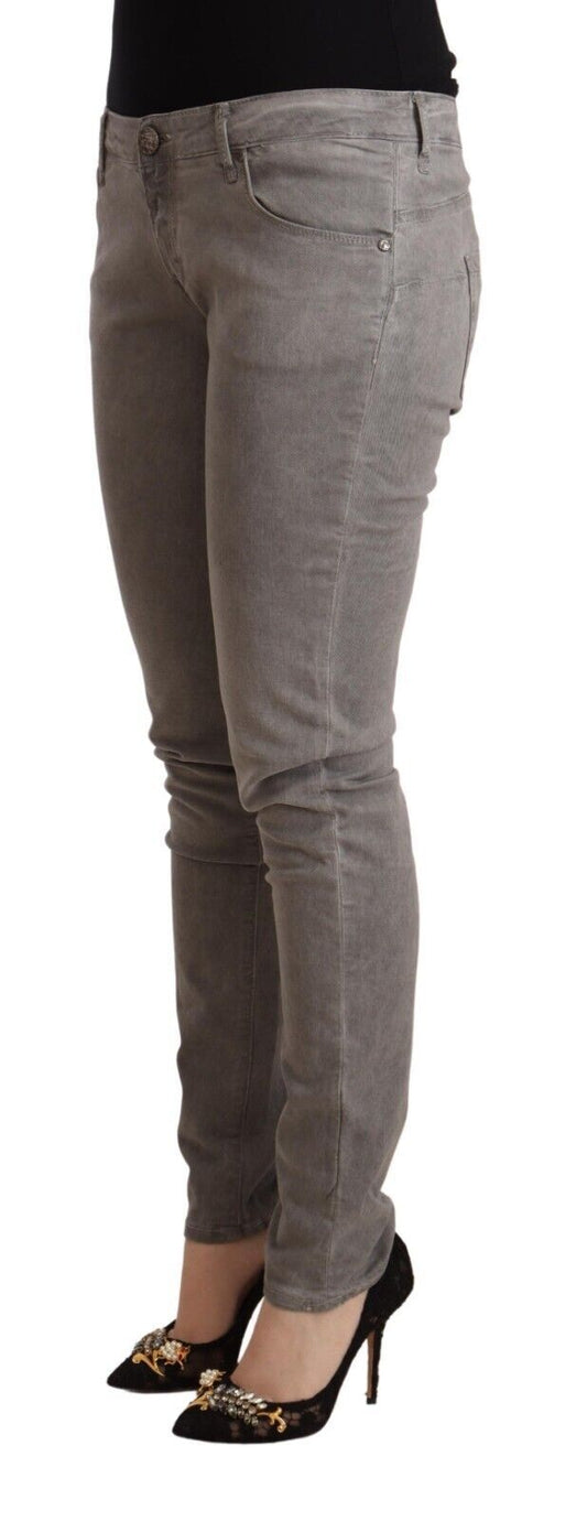 Acht Sleek Gray Skinny Low Waist Jeans