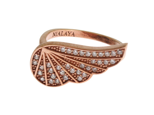 Nialaya Elegant Pink Gold CZ Crystal Ring