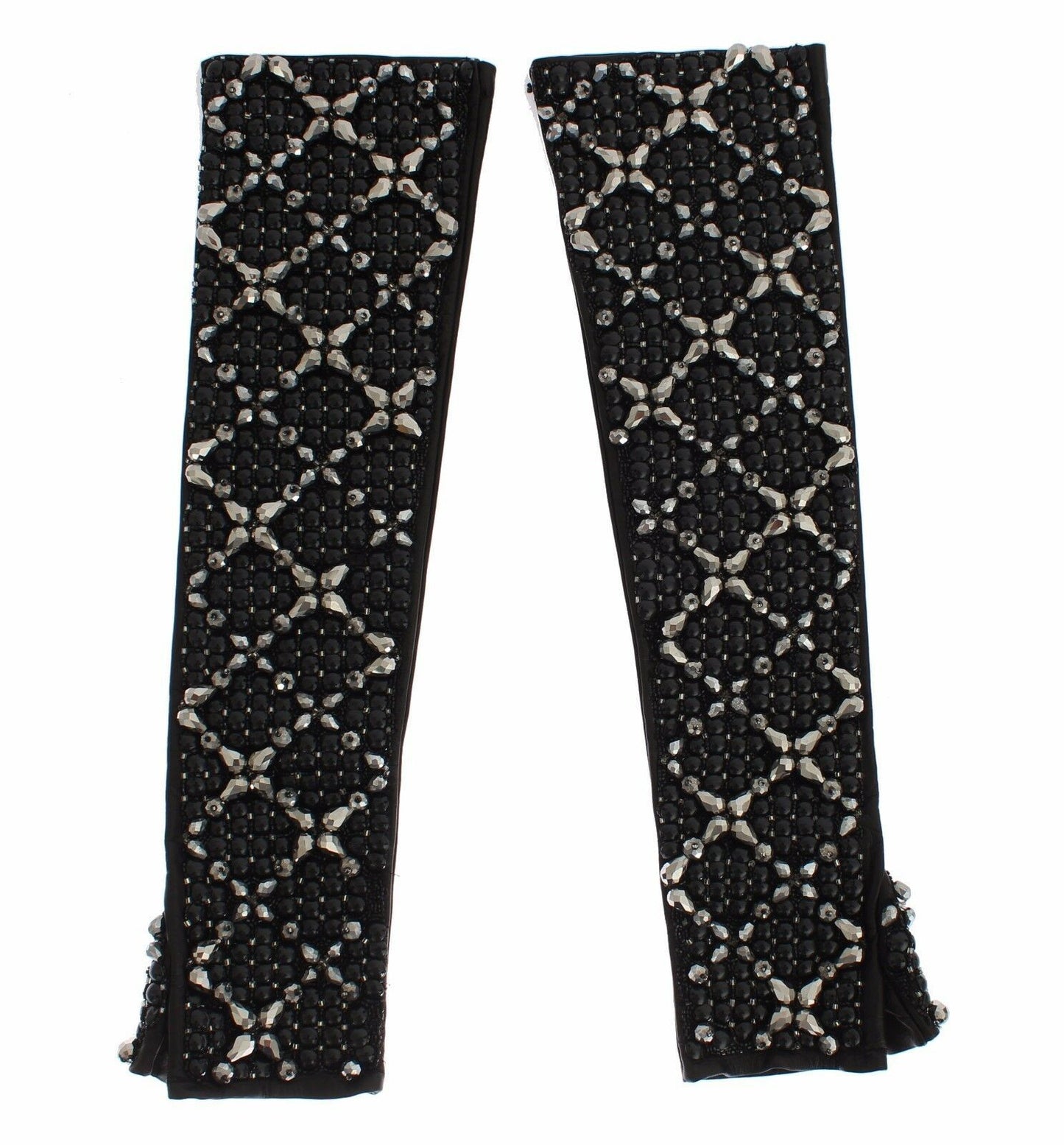 Dolce & Gabbana Elegant Crystal Beaded Leather Gloves