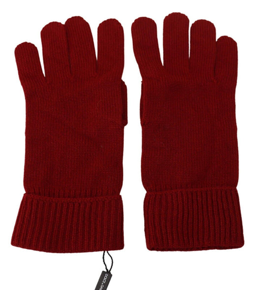 Dolce & Gabbana Red 100% Cashmere Knit Hands Mitten Mens Gloves