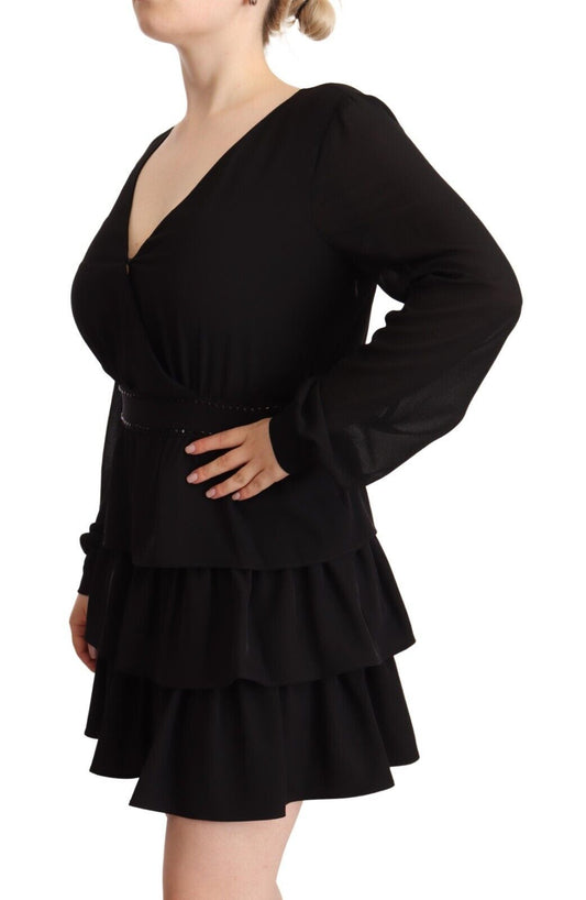 Liu Jo Elegant Black A-Line Mini Dress with Long Sleeves