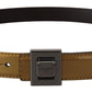 Dolce & Gabbana Gold Square Buckle Leather Belt
