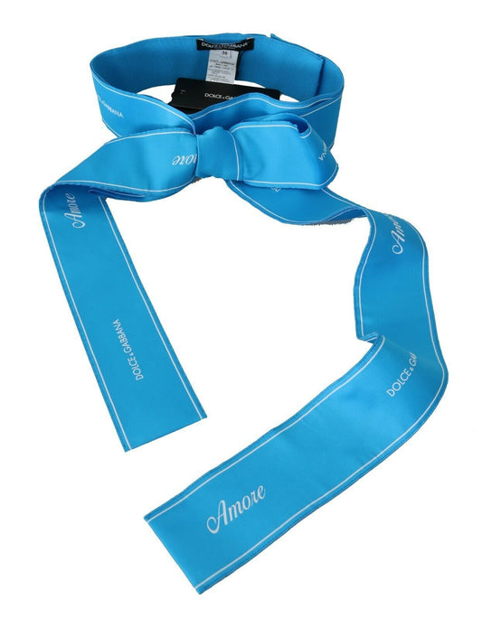 Dolce & Gabbana Elegant Bow Snap Blue Waist Belt