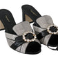 Dolce & Gabbana Crystal-Embellished Exotic Leather Sandals