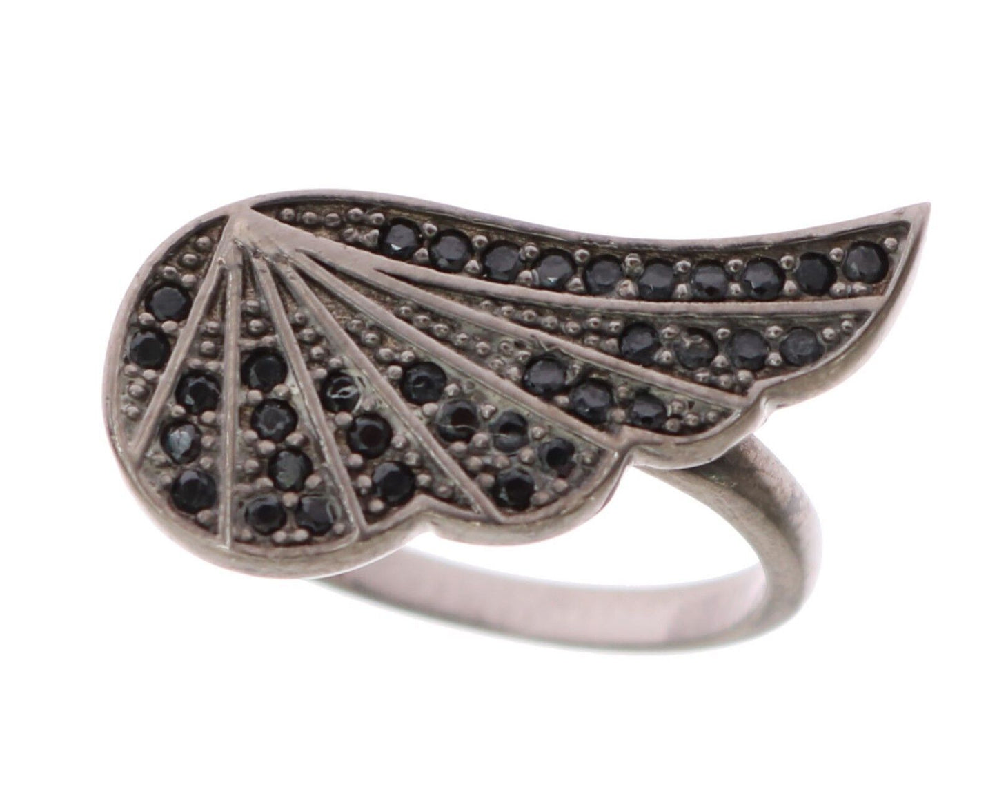 Nialaya Black Rhodium Silver Crystal Ring