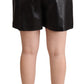 Dolce & Gabbana Elegant Black Leather High Waist Shorts