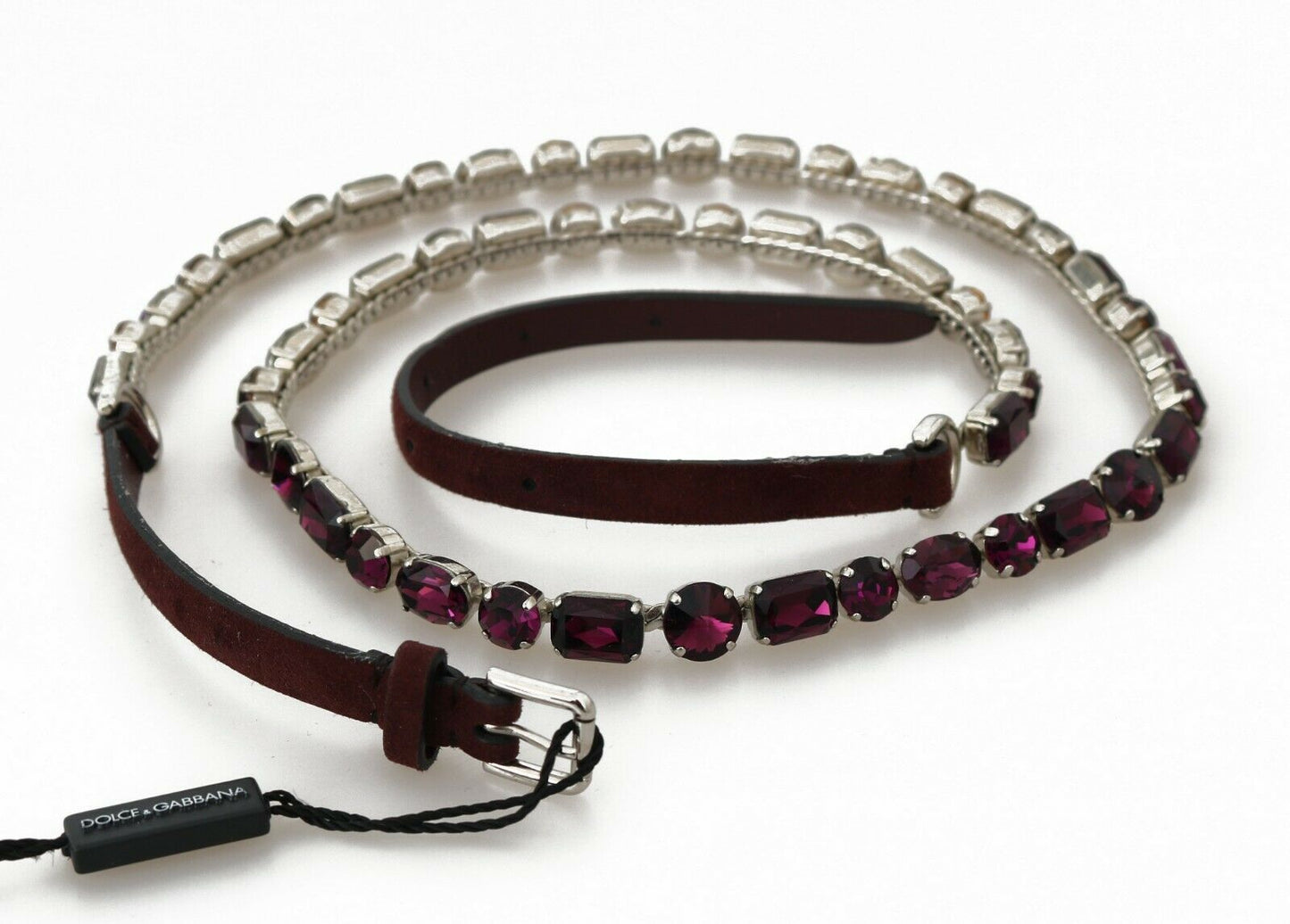 Dolce & Gabbana Elegant Leather Crystal-Embellished Belt