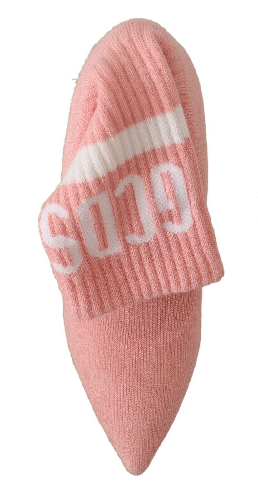GCDS Pink Suede Logo Socks Block Heel Ankle Boots Shoes